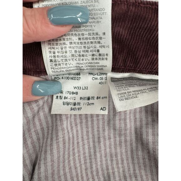 Levi's Demi Curve Classic Rise Slim Leg‎ Corduroy Jeans Women's Size 33 Burgundy - Picture 8 of 10